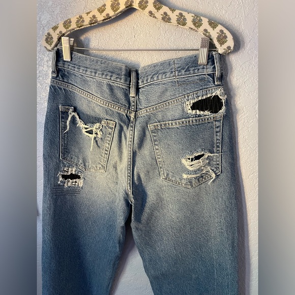 Free People McCoy Destroyed Straight Leg Patched Jeans - Picture 5 of 5